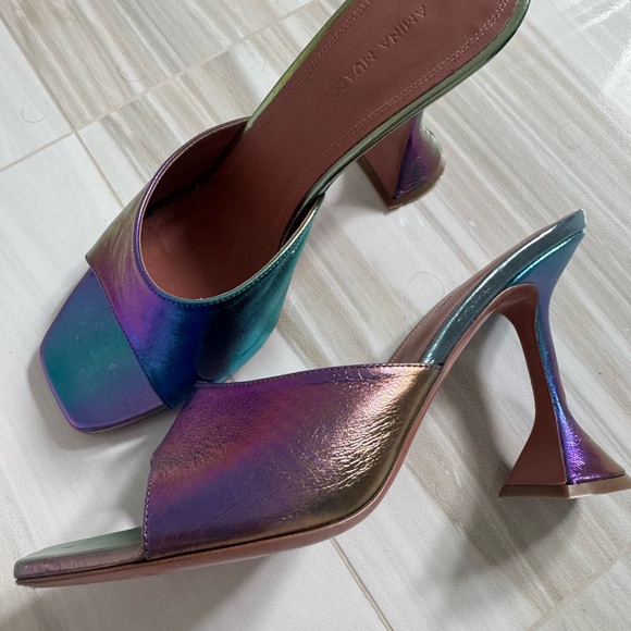 Amina Muaddi iridescent lupita Heeled Mules - Picture 1 of 7